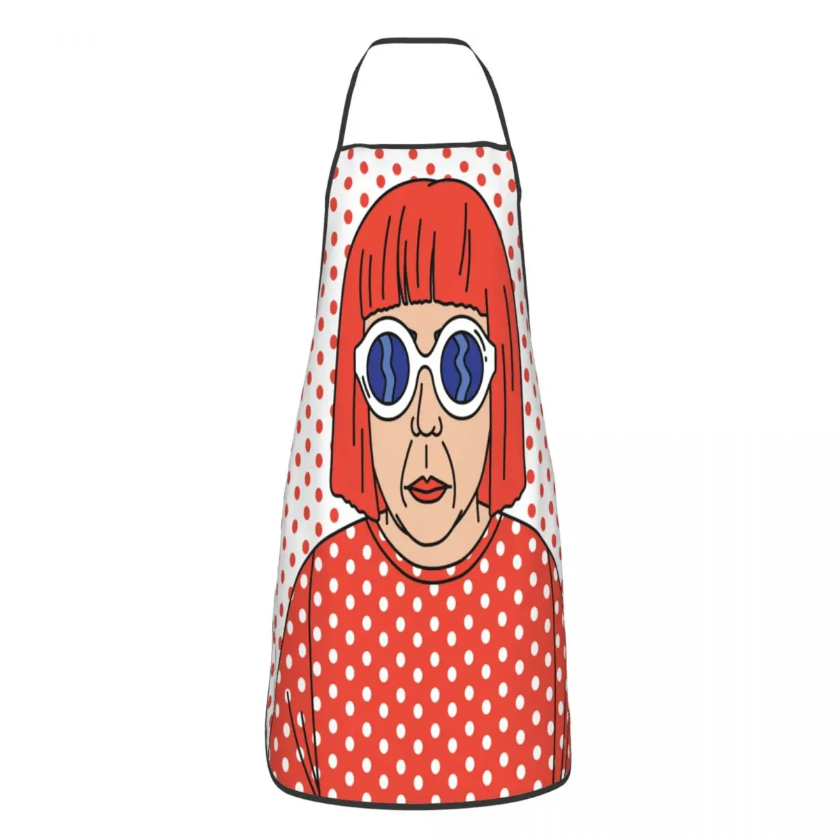 

Custom Yayoi Kusama Self Portrait Funny Apron Adult Unisex Kitchen Chef Bib Tablier Cuisine Cooking Baking Painting