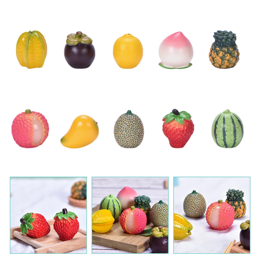 

10 Pcs Simulated Fruit naments Fake Strawberries Pineapple Watermelon Decorations Faux Resin Lemon Artificial Fruits Home Store