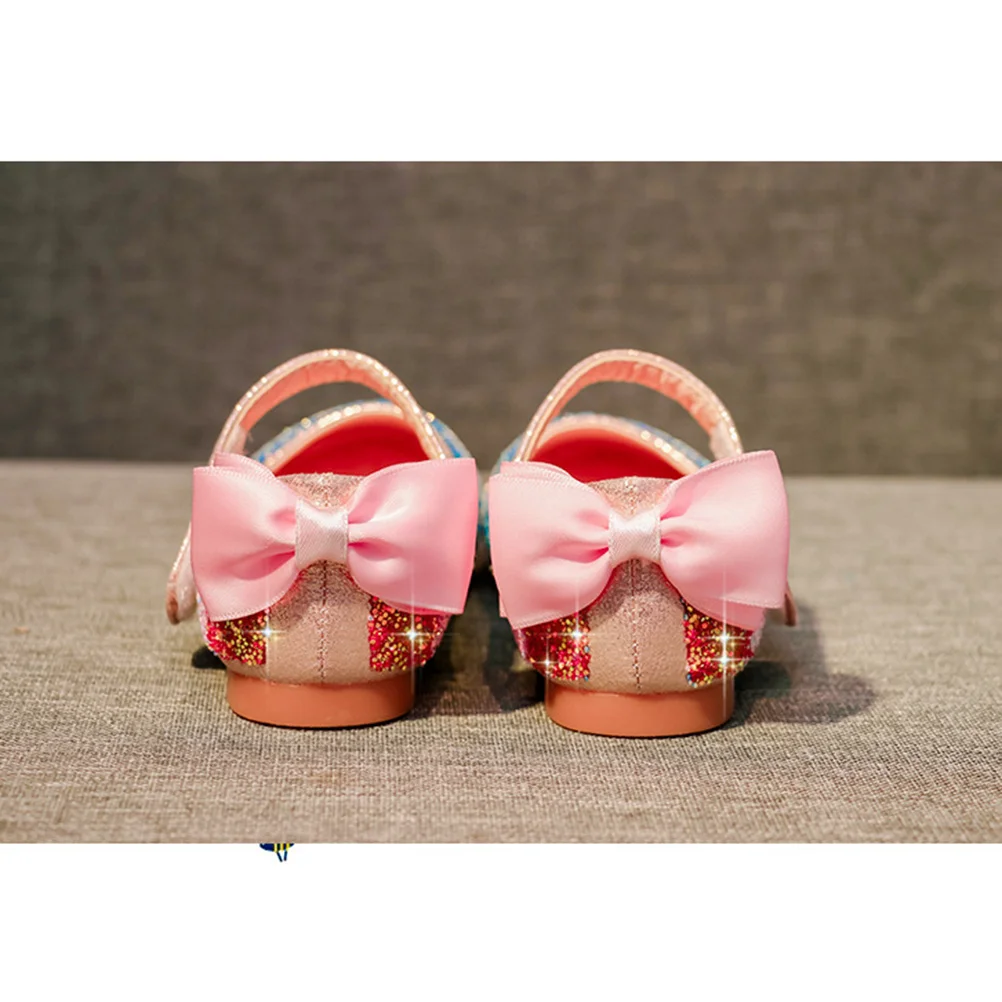 

1Pair Water Shoes Shiny Sequin Kids Children Size 31 Durable Sole Shoes Rounded Head PU Strap Design