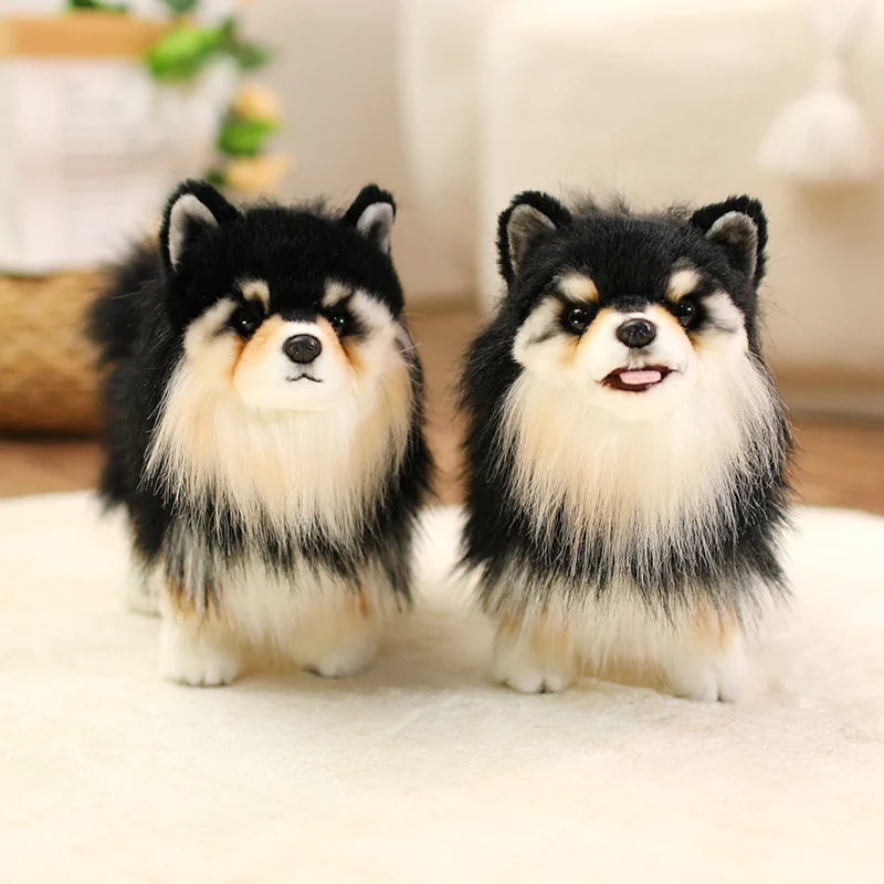 

Cute Black Pomeranian Dog Plush Toys Soft Stuffed Simulation Animal Cute Pet Fluffly Puppy Babys Sleeping Pillow for Kids Girls