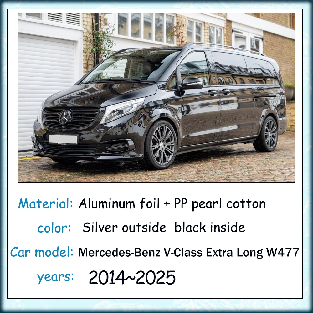 For Mercedes-Benz V-Class Extra Long 2014~2025 2024 Car Sunshade Side Window Windshield Sun Shade Protector Parasol Accessories