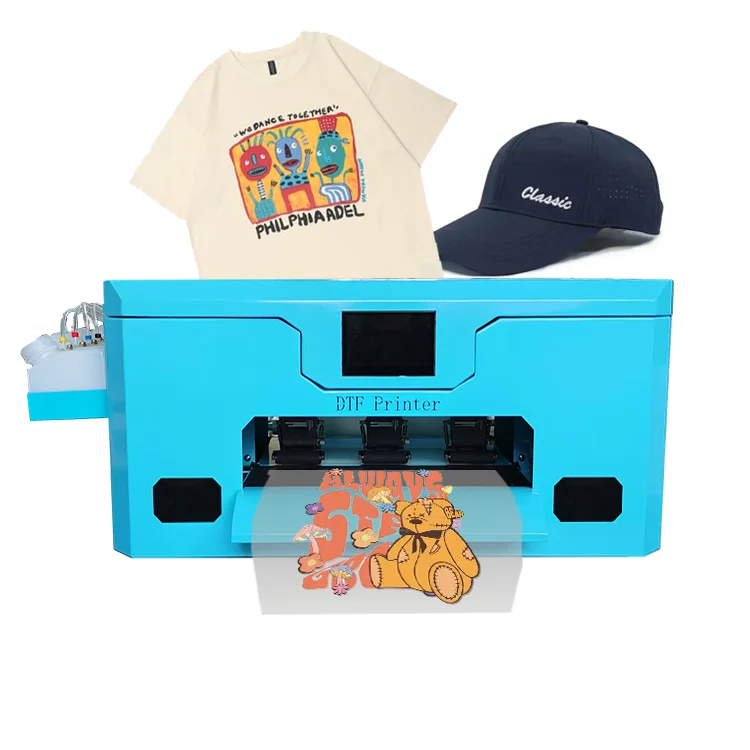 Blue Dtf Printer Desktop XP600 Pink DTF A3 Printer Heat Transfer Printing Machine Kit with Oven Dryer Powder Shaker