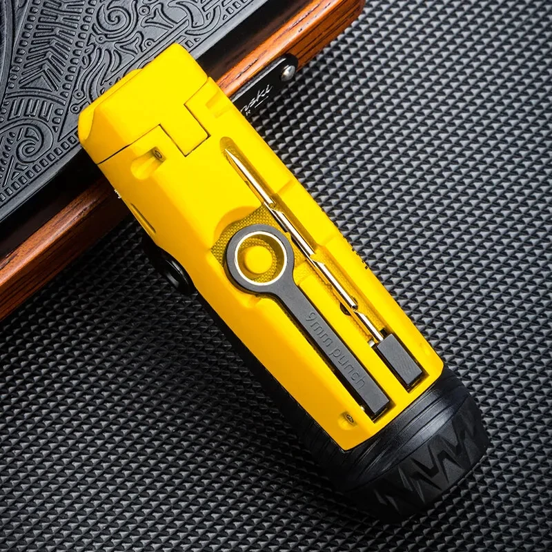 LUBINSKI Metal Windproof Butane Gas Cigar Lighter Creative Portable Outdoor Torch Jet Lighter With Cigar Special Tool Men\'s Gift