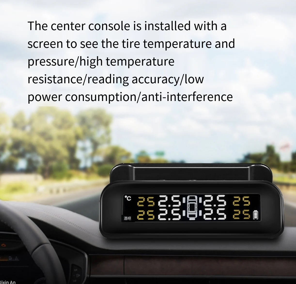 

New Solar-powered wireless tire pressure monitor TPMS tire pressure monitoring High precision tire pressure monitor