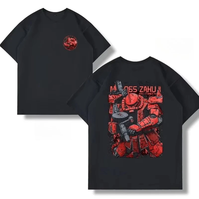2026 New Mobile Suit Gundam LeSean Zaku Red Wolf Squadron Zeon Army Unisex Crew Neck Short Sleeve T-Shirt pure cotton Streetwear