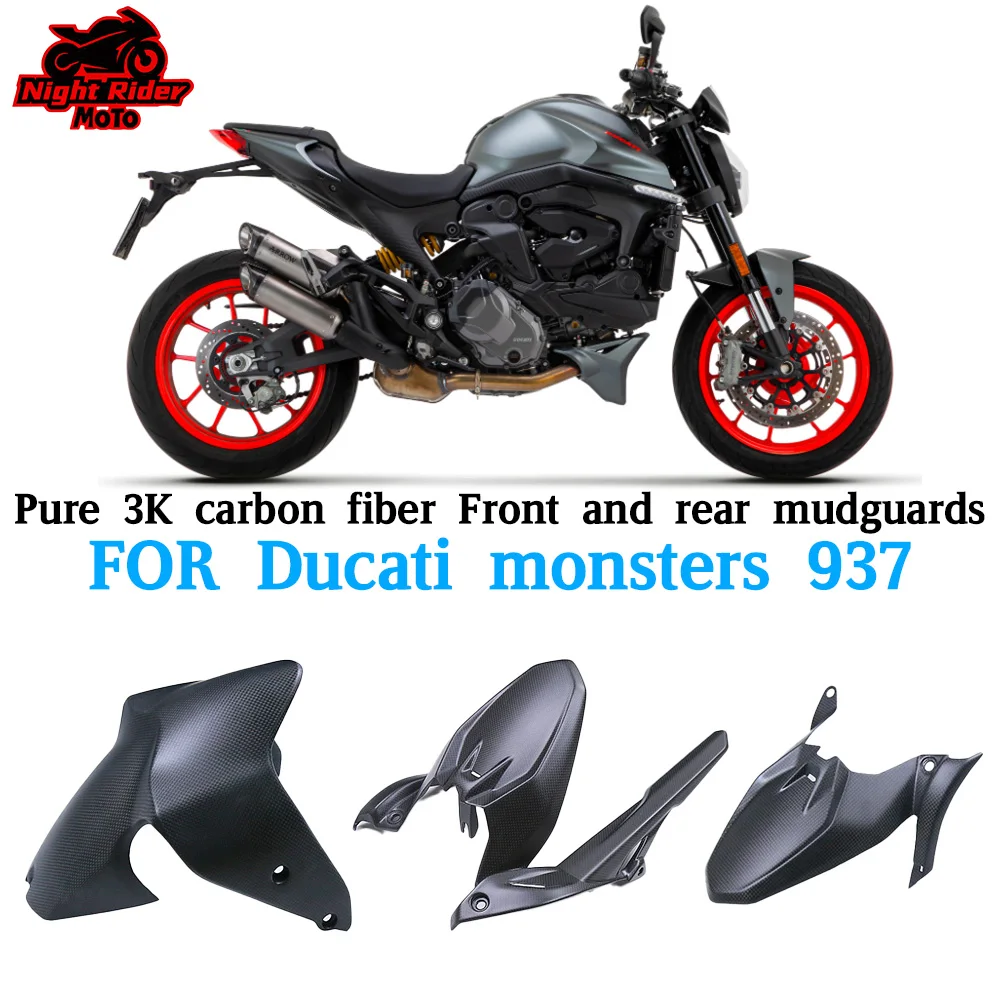 

Pure 3K dry carbon Front and rear mudguards，Suitable for Ducati monsters 937 2021 2022 2023， motorcycle modification accessories