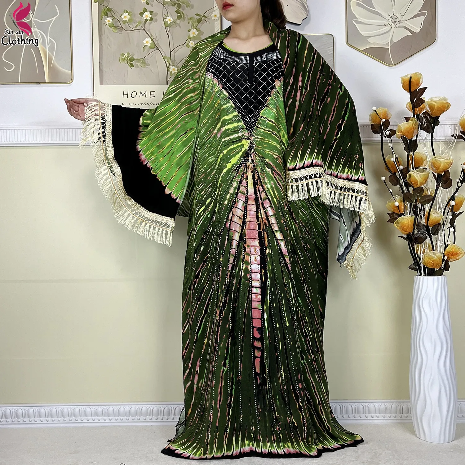 New Dubai Muslim Cotton Dress Summer Women Short Sleeve Loose Maxi Robe Femme African Islam Printing Floral Abaya With Big Scarf