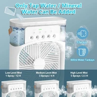 Ventilateur Humidificateur Mini Portable 3 en 1 avec Lumière Nocturne LED, Vitesse du Vent Réglable, Ventilateur de Refroidissement de Bureau pour Chambre à Coucher et Bureau 1