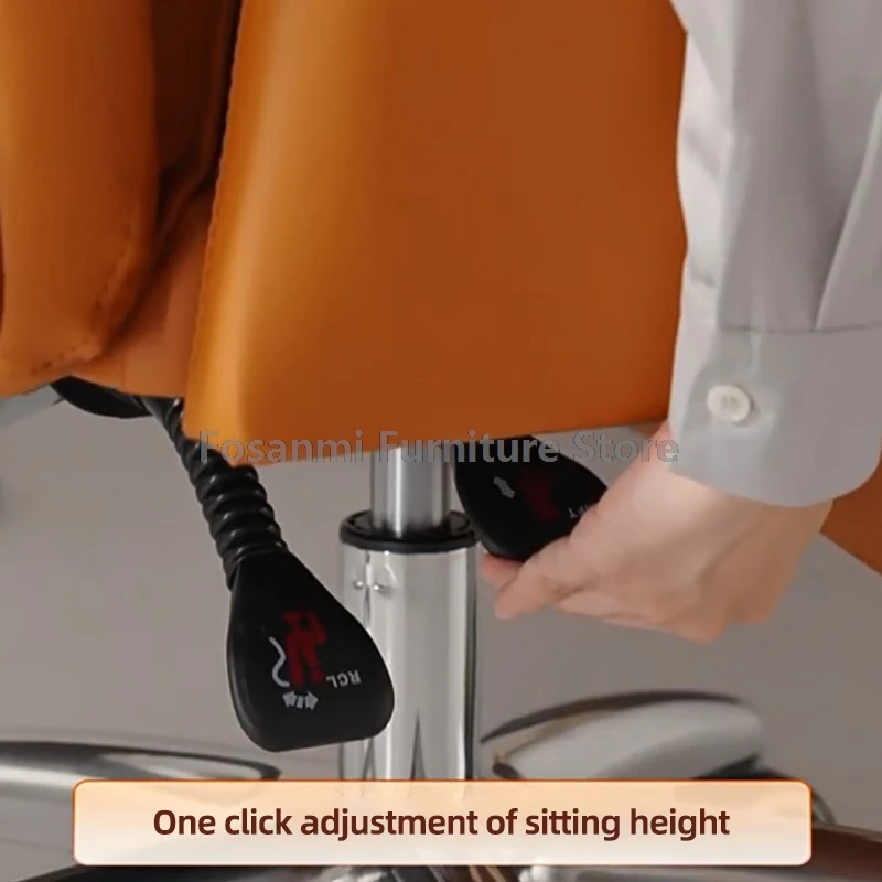 편안한 하이백 가죽 임원용 사무실 의자, 발받침대가 있는 부드럽고 조절 가능한 리클라이닝 의자, 인체공학적 홈 게임용 회전 의자