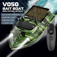 V050 Green Fishing Bait Boat 500m Remote Control Dual Motor Fish Finder 2KG Loading Auto Cruise/Route Correction Night Light