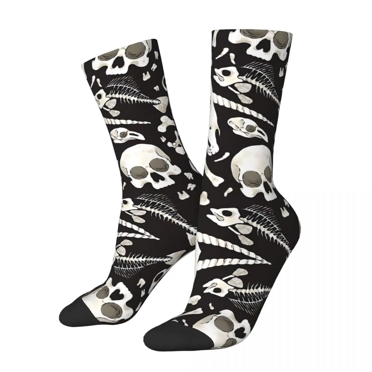 Black Skulls And Bones - Wunderkammer Iphone Case Unisex Winter Socks Hip Hop Happy Socks street style Crazy Sock