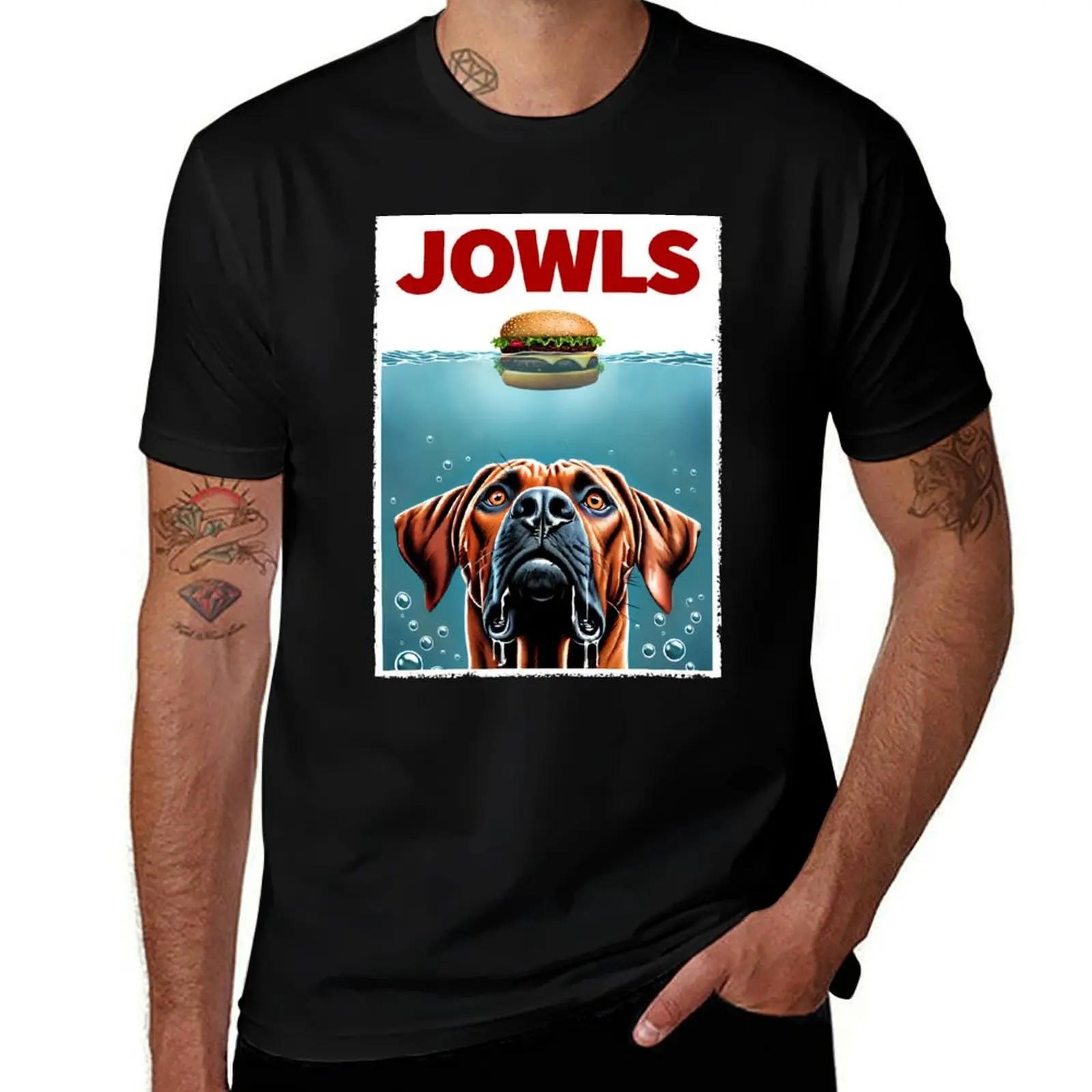 Funny Rhodesian Ridgeback and Hamburger Parody Jowls Dog Lover T-Shirt t shirt men 100% cotton luxury brand T-Shirt