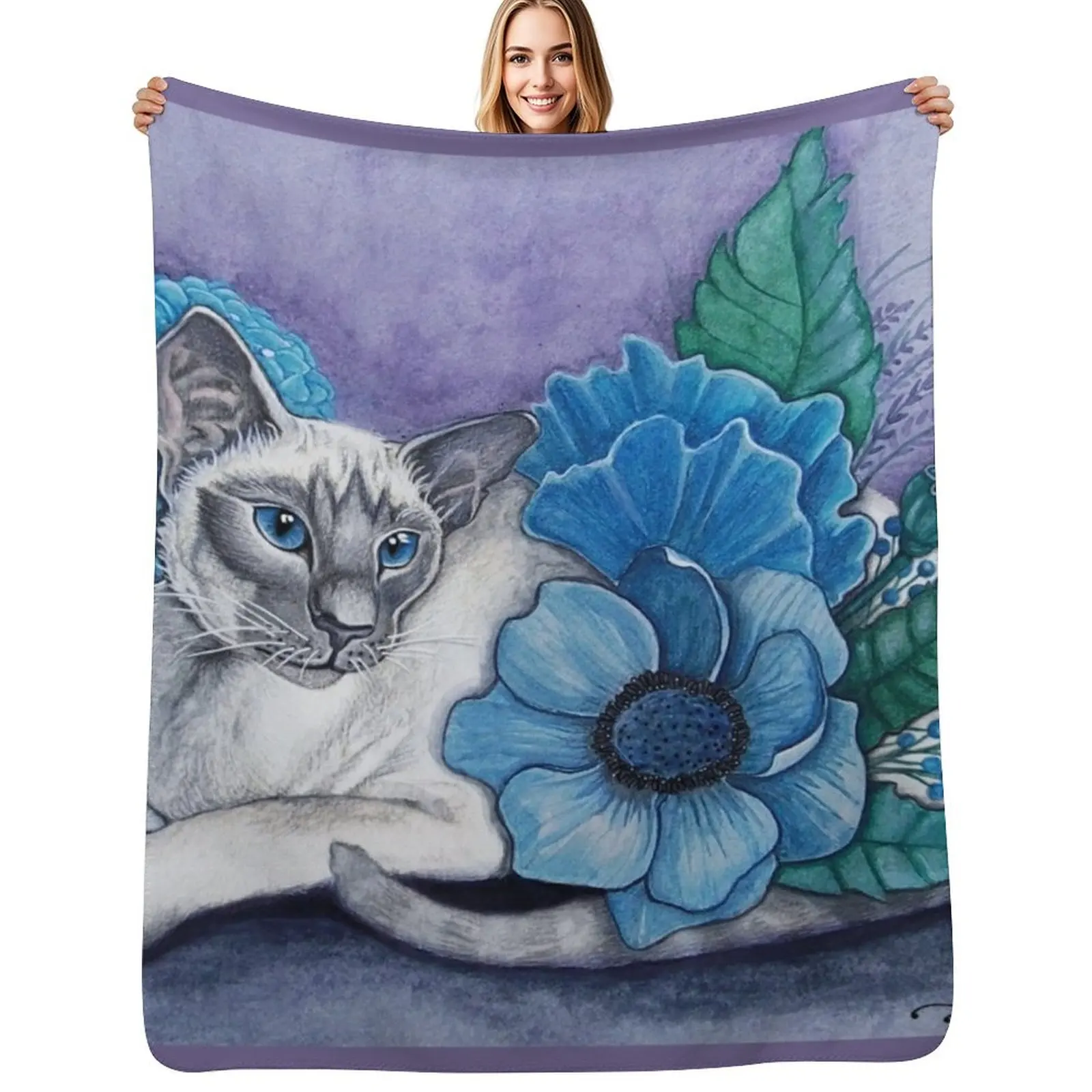 

Blue Point Siamese Cat Throw Blanket Sofas Decorative Sofa Luxury Brand Thin Blankets