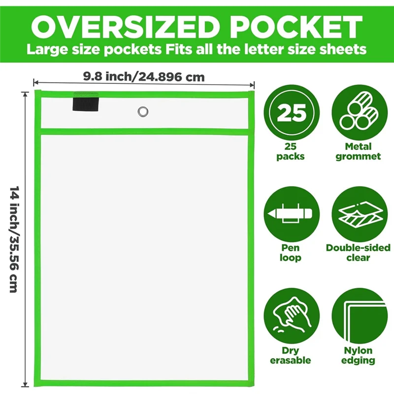 Porta-bilhetes de loja de plástico transparente EF-resistente à água, porta-bilhetes de trabalho variados de 25 pacotes (largura de 9,8" x 14" de altura)