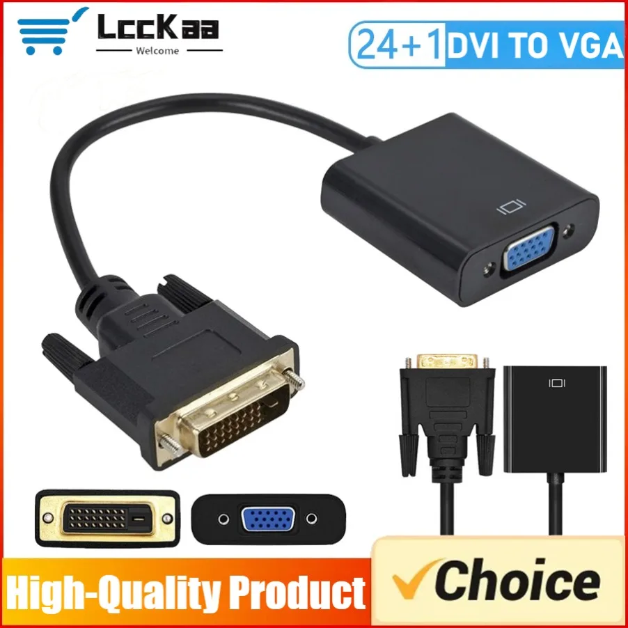 Adaptador DVI-D DVI a VGA Full HD 1080P DVI-D macho a VGA hembra convertidor 24 + 1 Cable de 25 pines a 15 pines para Monitor de ordenador PC