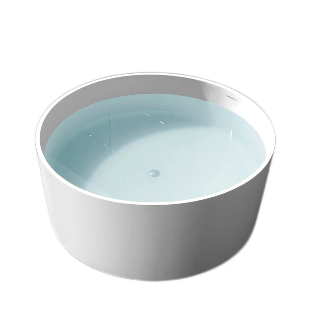 High Quality Solid Surface Freestanding Artificial Stone Resin Bath Tub With Matte Round Bathtub