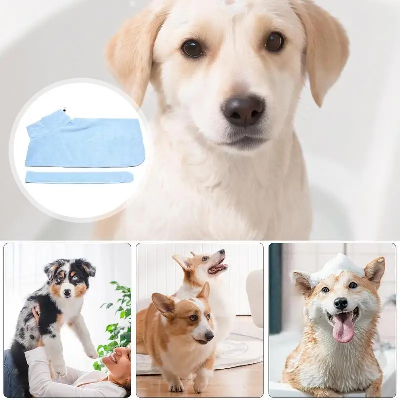 Absorvente Microfibra Pet Bath Robe for Dogs Roupão ajustável, Roupa de banho reutilizável Pet Shower, Roupão de secagem rápida para cães