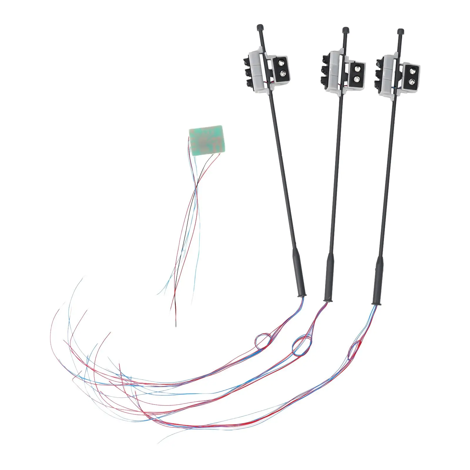 LED Equipped Pedestrian Traffic Light Set for Scale Layouts 3pcs with Control Panel and Low Voltage 3V DC Operation