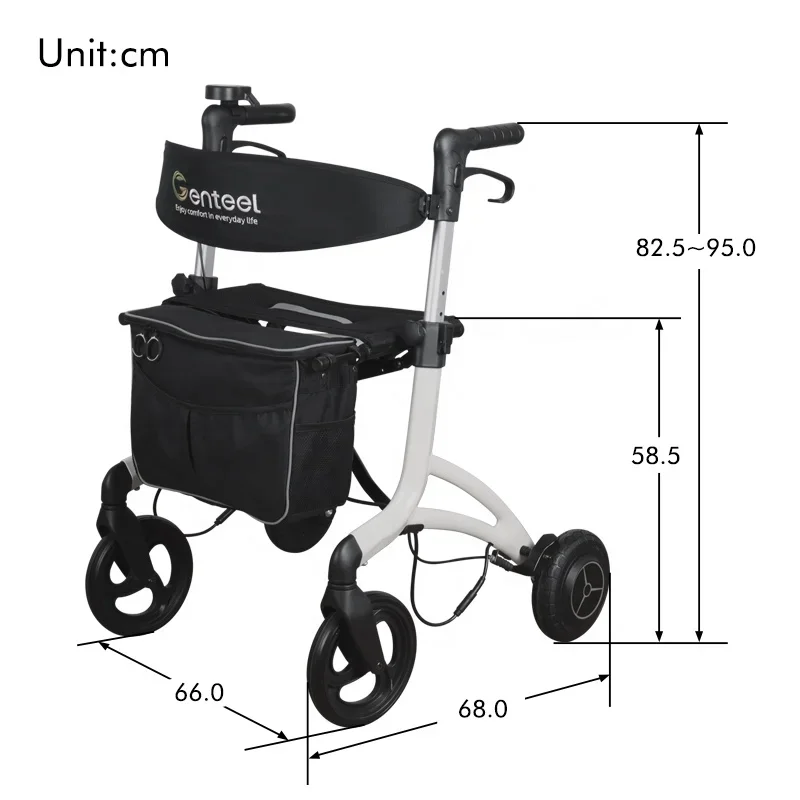 Mobility Aluminum Height Adjustable Foldable Electric Rollator Walker For Elderly