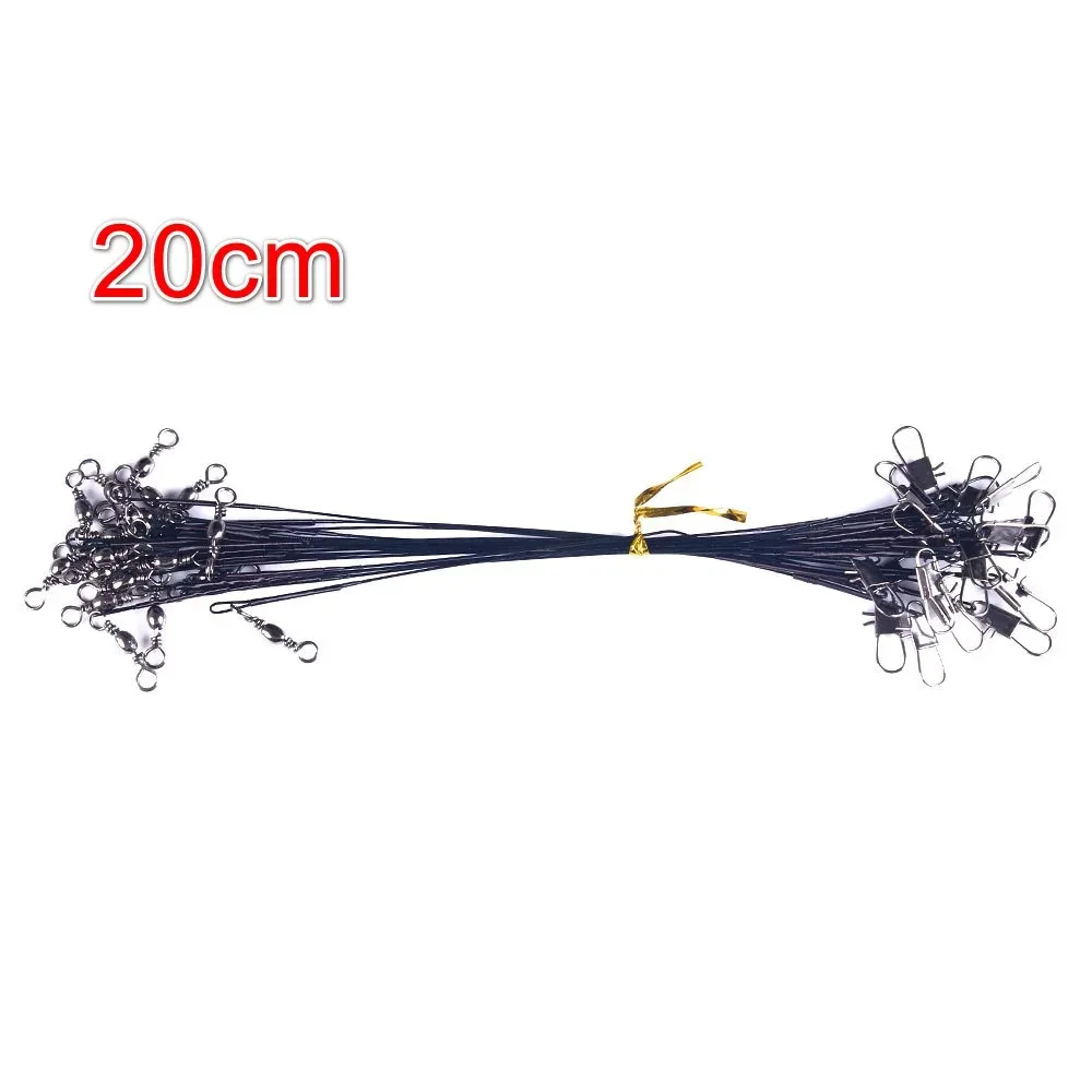 Anti-Biss-Stahl-Angelschnur, Stahldrahtvorfach mit Drehgelenk, Angelzubehör, Bleikern, Leine, Angeldraht, 15 cm, 20 cm, 25 cm, 30 cm