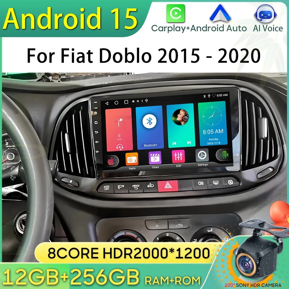 

Android 15 Car Radio For Fiat Doblo 2015 2016 2017 2018 2019 2020 GPS Navigation Android Auto Carplay Wifi Stereo Unit No 2din