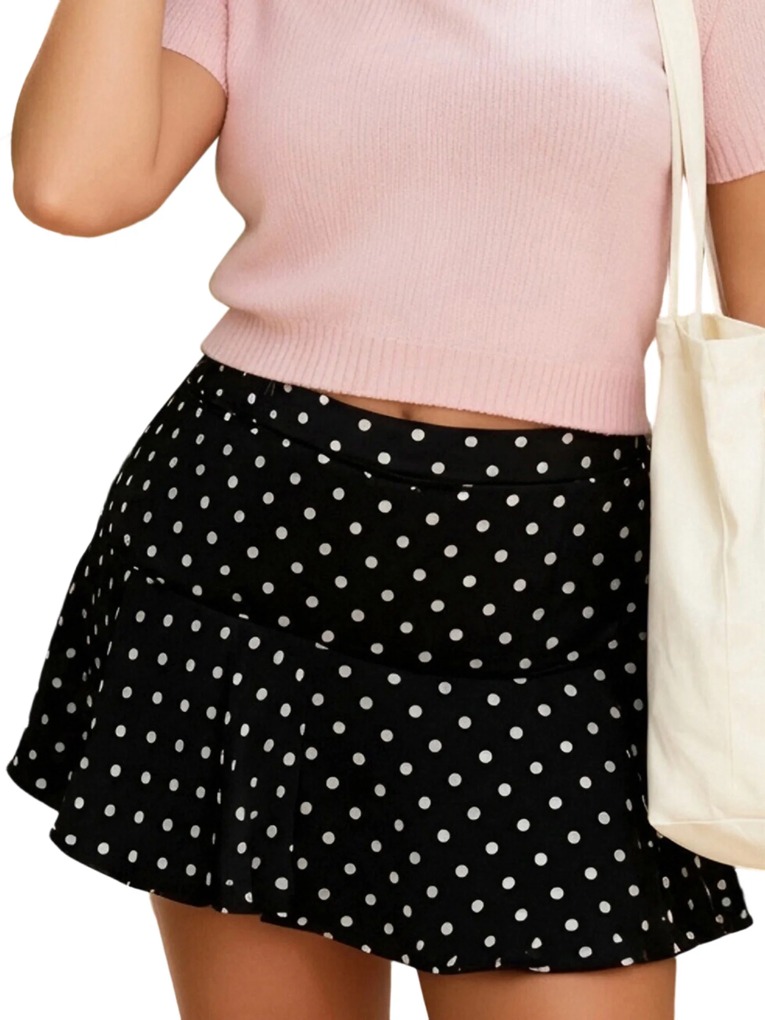 

Женские мини-юбки больших размеров с модным принтом в горошек, со средней посадкой и плиссированным подолом, для выхода в свет