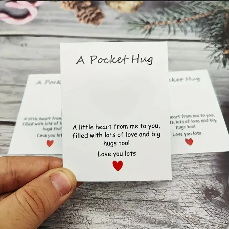 1 pequeño abrazo de bolsillo de amor lindo con tarjeta de estímulo, regalo perfecto para familiares, amigos y seres queridos en Especial da