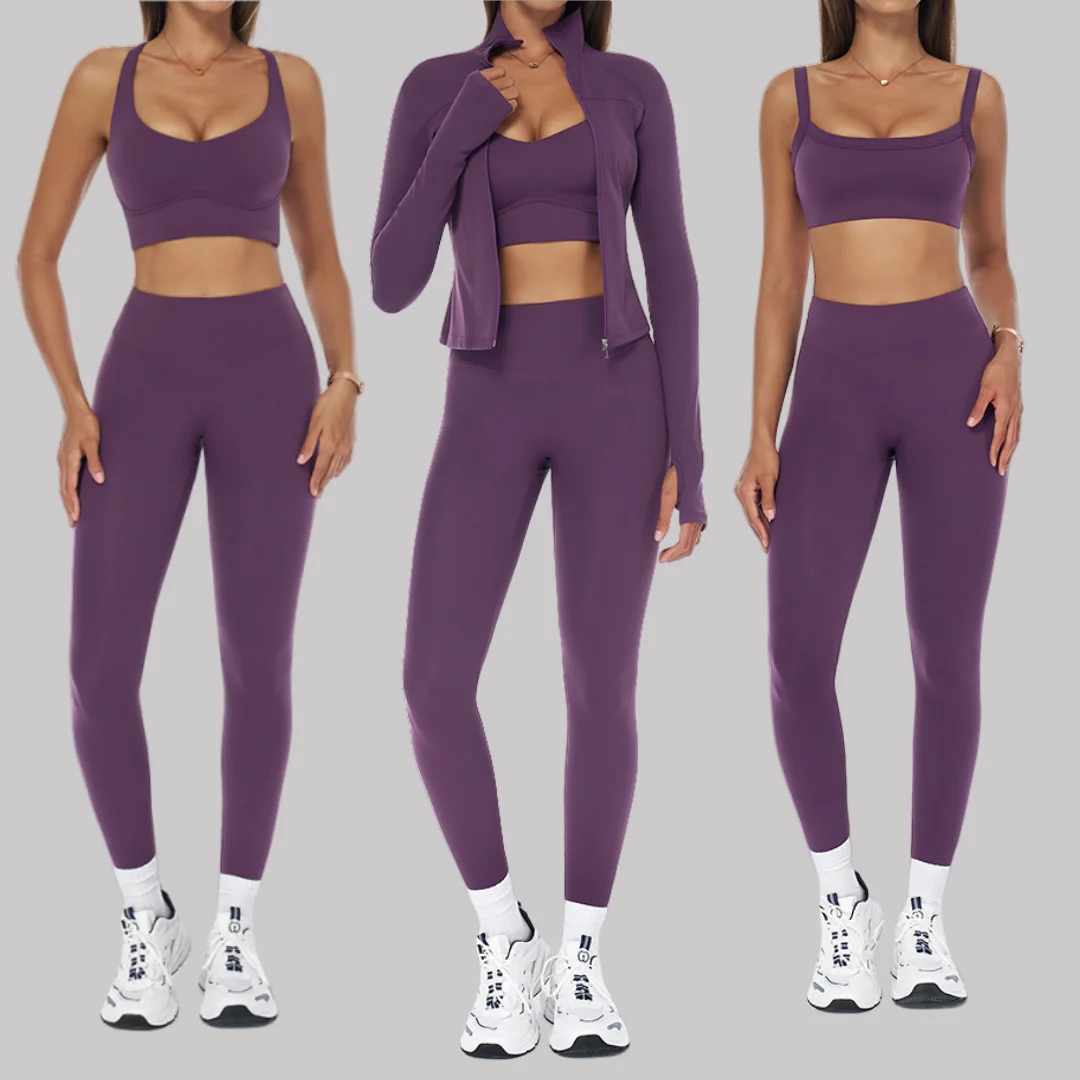 

Winter Grinding Yoga Set High Waist Peach Hip Women Sports Bra Pants 2pc Set Coat Running Workout Clothes Gym Yoga 3pc Set Suit