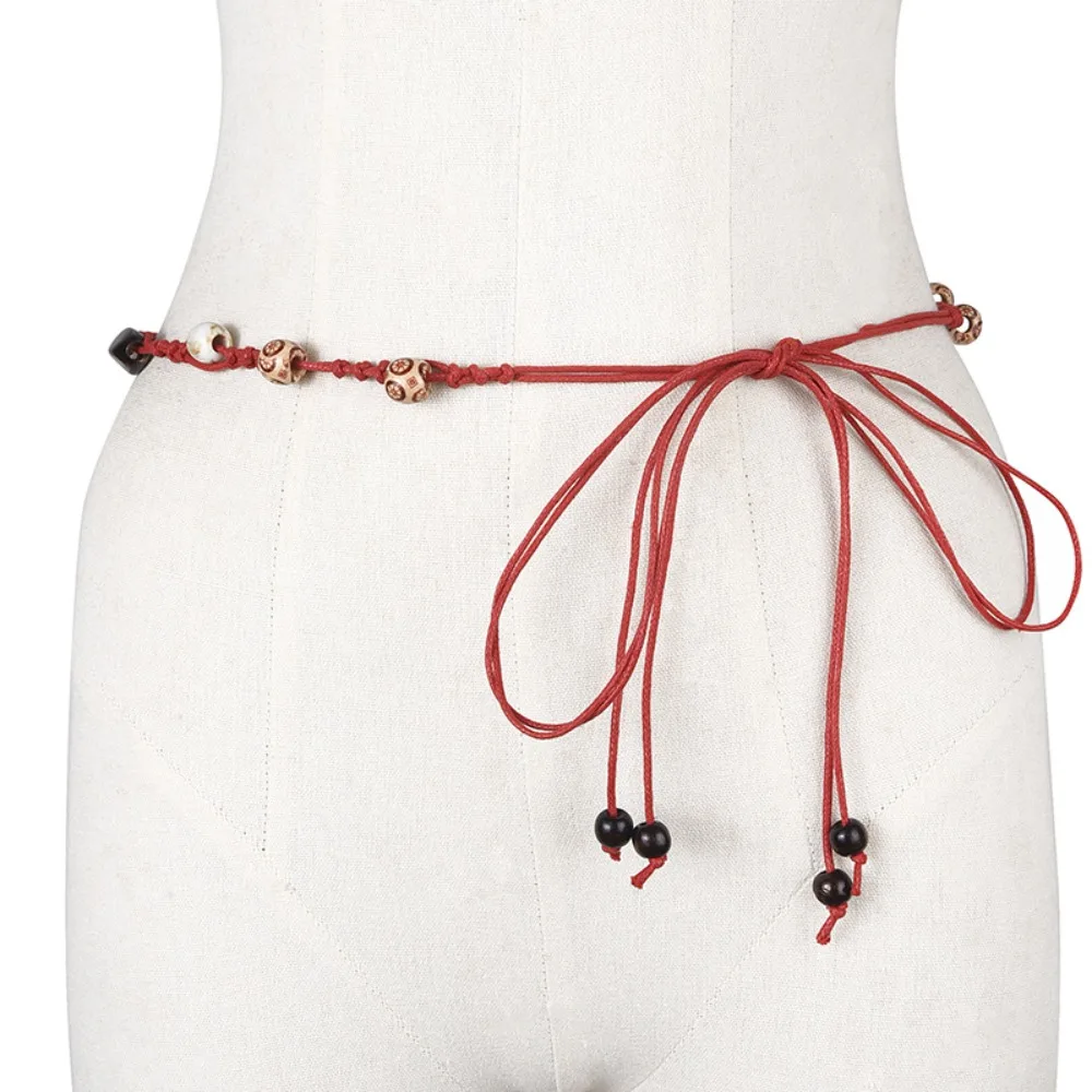 

Ethnic Style Waist Rope​ ​Handwoven ​Adjustable Length​ Bohemian Belt​ ​Lightweight​ ​Beaded Design​ Woven Waist Chain