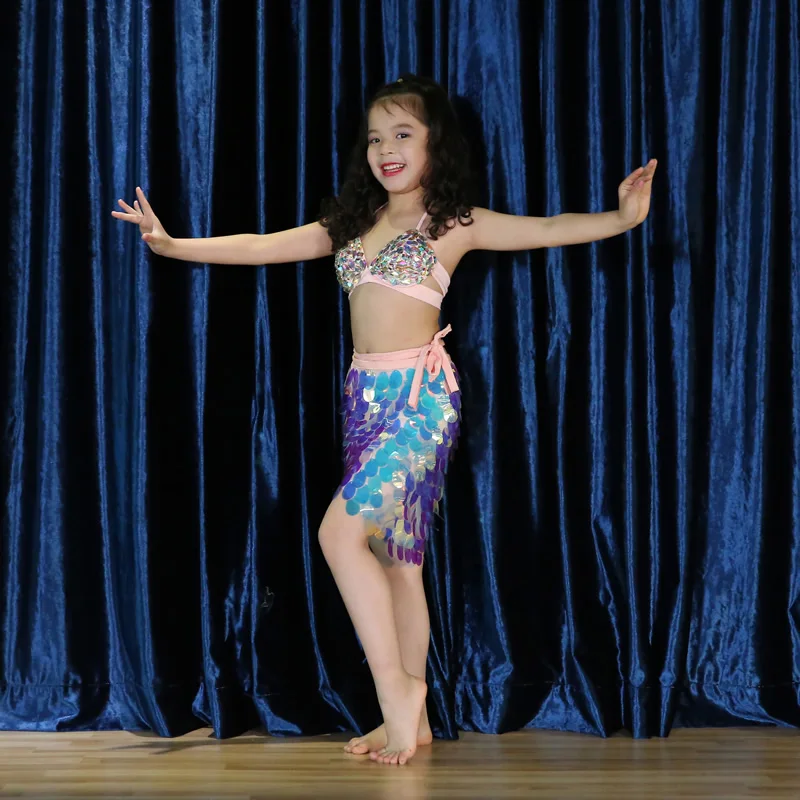 Children's Belly Dance Performance Costume Mermaid Folk Dance Outfit Girls' Dance Performance Clothes Belly Queen