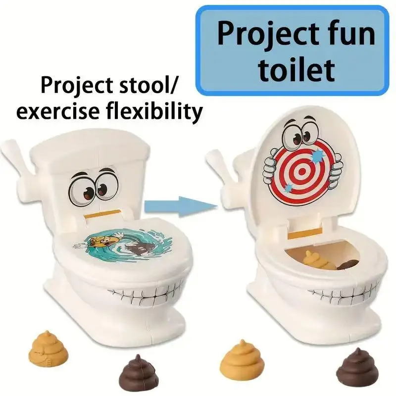 Toilet Target Shooting Game, Interactive Desktop Prank Toy Set