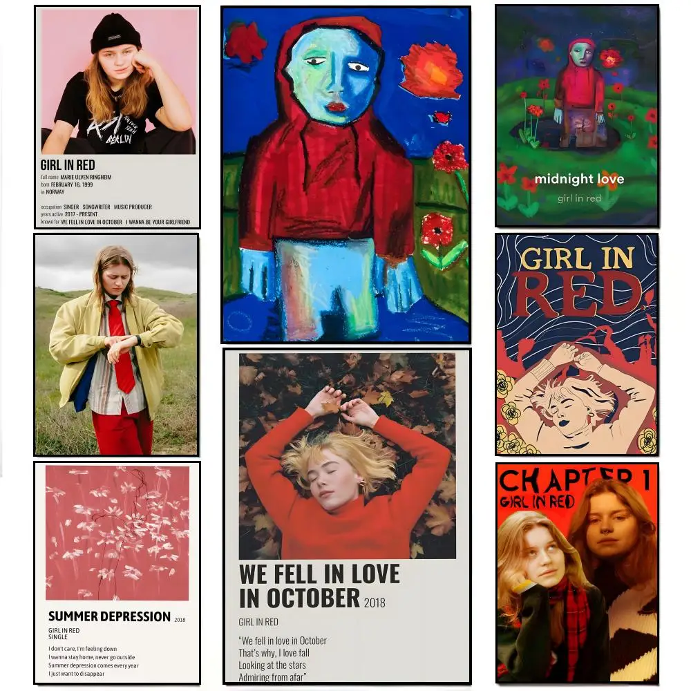 Hot Pop Album Art G-Girl in R-Red Poster HD wasserdichter Wandaufkleber Bar Wohnzimmer Dekor Geschenk
