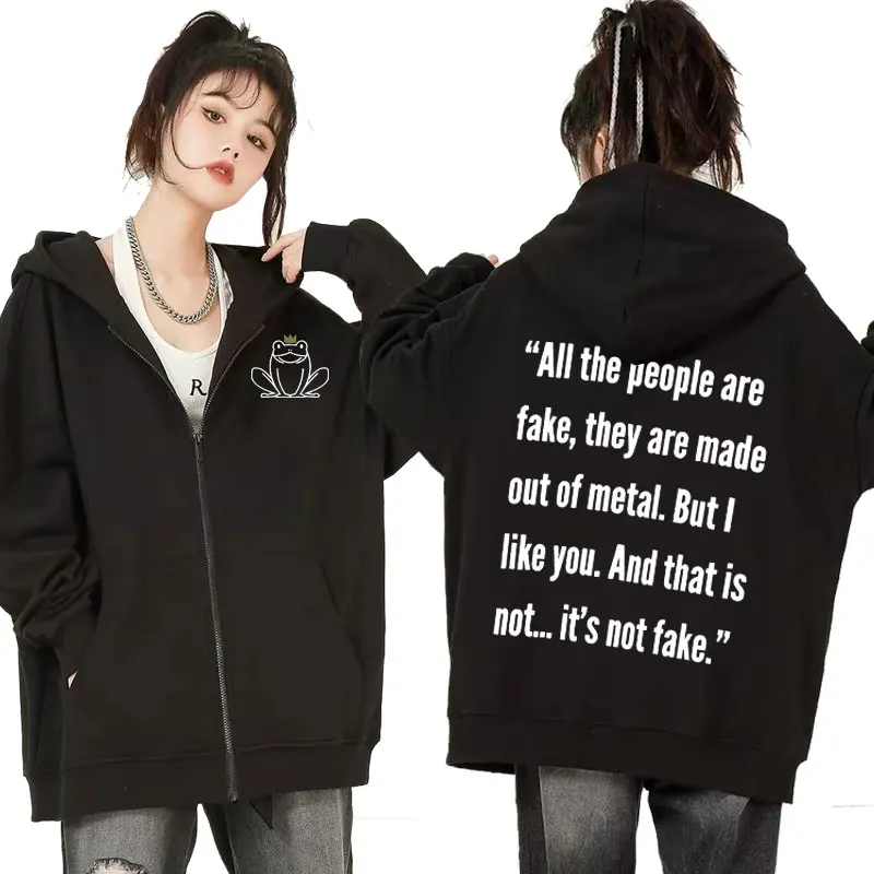 2024 Young Royals Hillerska Skolan Zipper Hoodie Frog Prince All The People Are Fake Zip Up Sweatshirt Men Women Vintage Hoodies