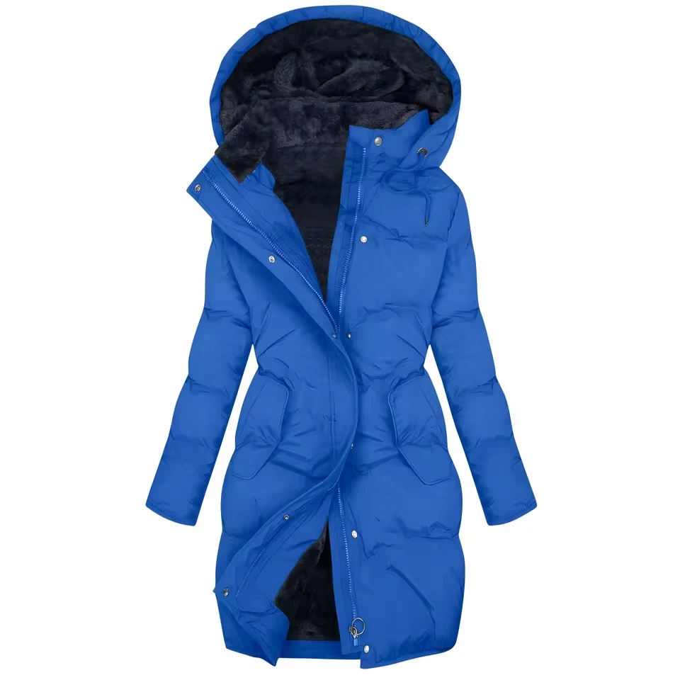 

Warm Winter Coats For Women Long Windproof Down Hooded Quilted With Zipper Autumn And Winter New Coat