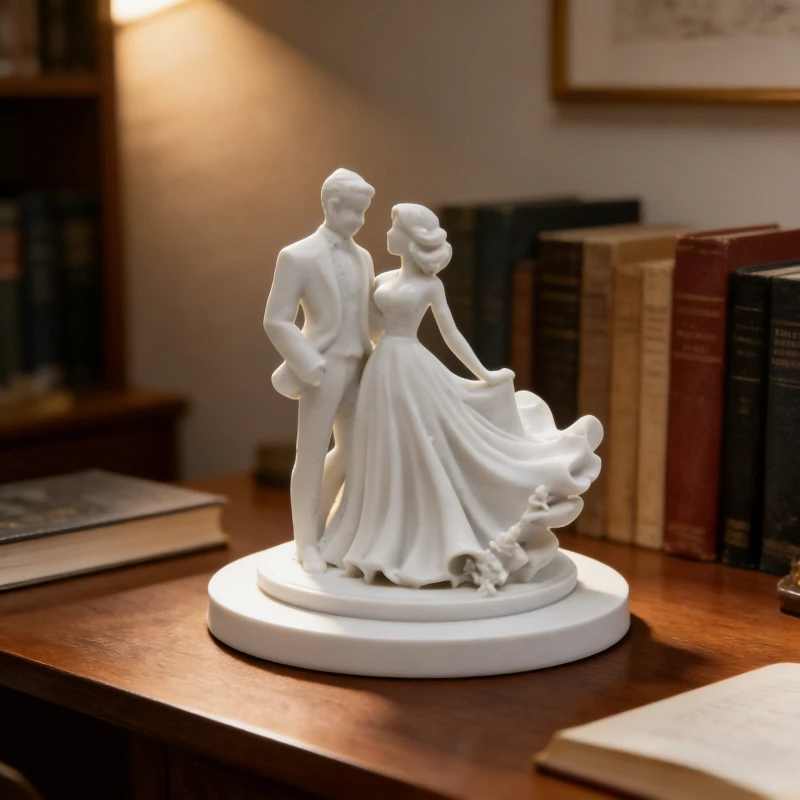 Timeless Elegance Bride Groom Romantic Sculpture Wedding Anniversary Cake Topper Symbol of Eternal Love
