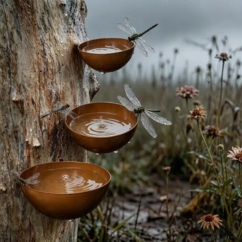 Rain Catcher & Pollinator Water Station Tree Mounted Bird Feeding Bowls Hanging Water Bowl Drinking Cup Bird Feeders KXRE