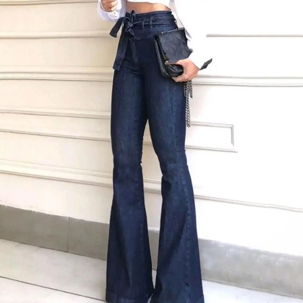 

Loose Women Pants High Waisted Cotton Denim Autumn Winter Flared Pants Wide Leg Jeans