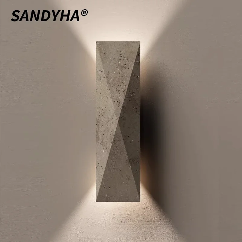 SANDYHA Retro Art Wall Lamp LED Lighting Fixture Yellow Cave Stone Background for Bedroom Living Room Hallway Home Decor Unique