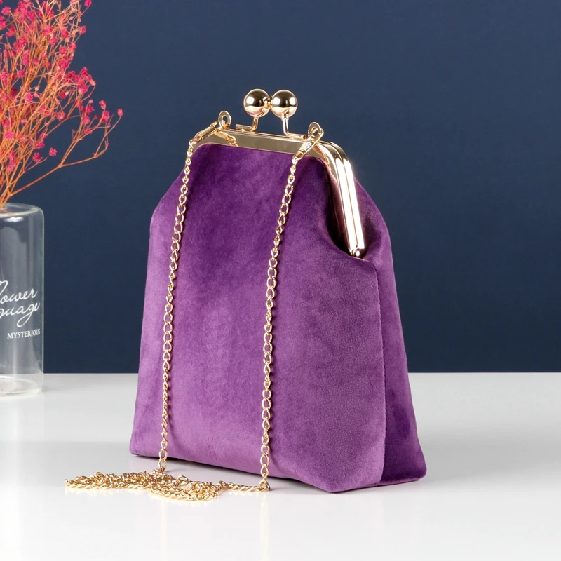 Torebki damskie z zamkiem typu shell w 5 kolorach, miękkie torebki z aksamitu, torebki damskie z łańcuszkiem, torebki na ramię i crossbody z frędzlami.