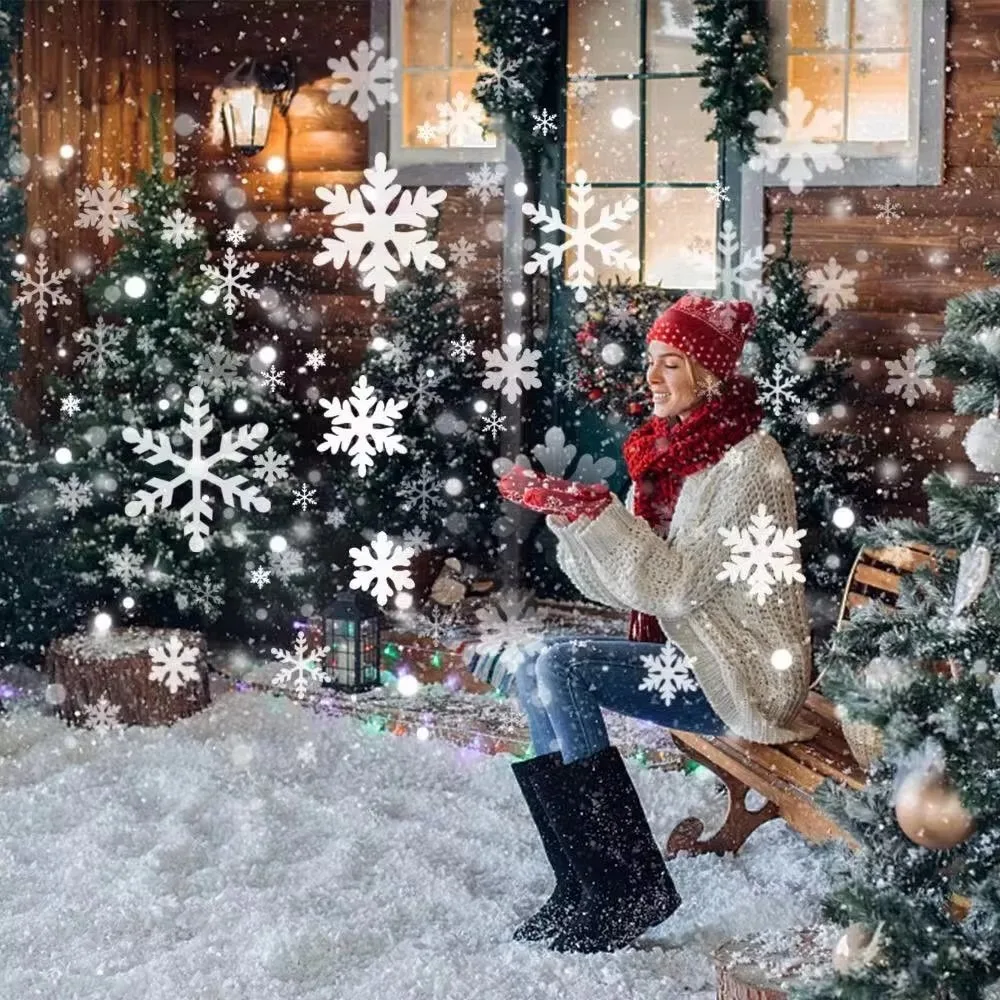 Christmas Snowfall LED Projector Light Snowflake Snowstorm Projection Lamp Two-Head Holiday Party Garden Decoration