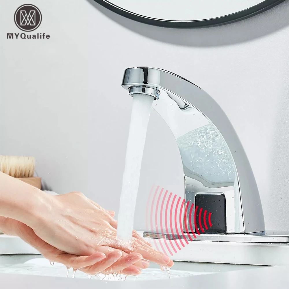 Chrome Sensor Basin Faucet Bathroom Automatic Sensor Faucet Touchless Free Touch Sink Tap Hot Cold Water Mixer Crane