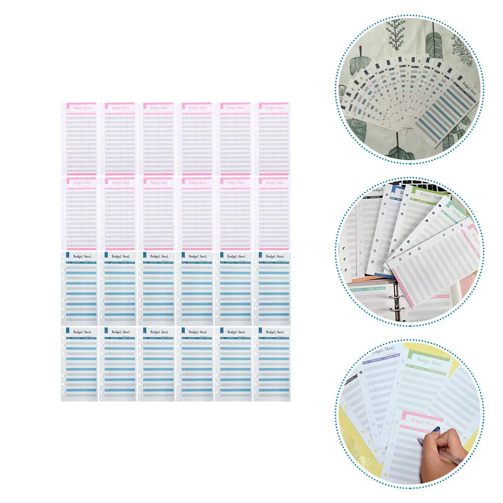 24pcs Envelope Refill Sheet Cash Business Budget Sheets Portable Budget Planner Cards Expense Tracking Sheets