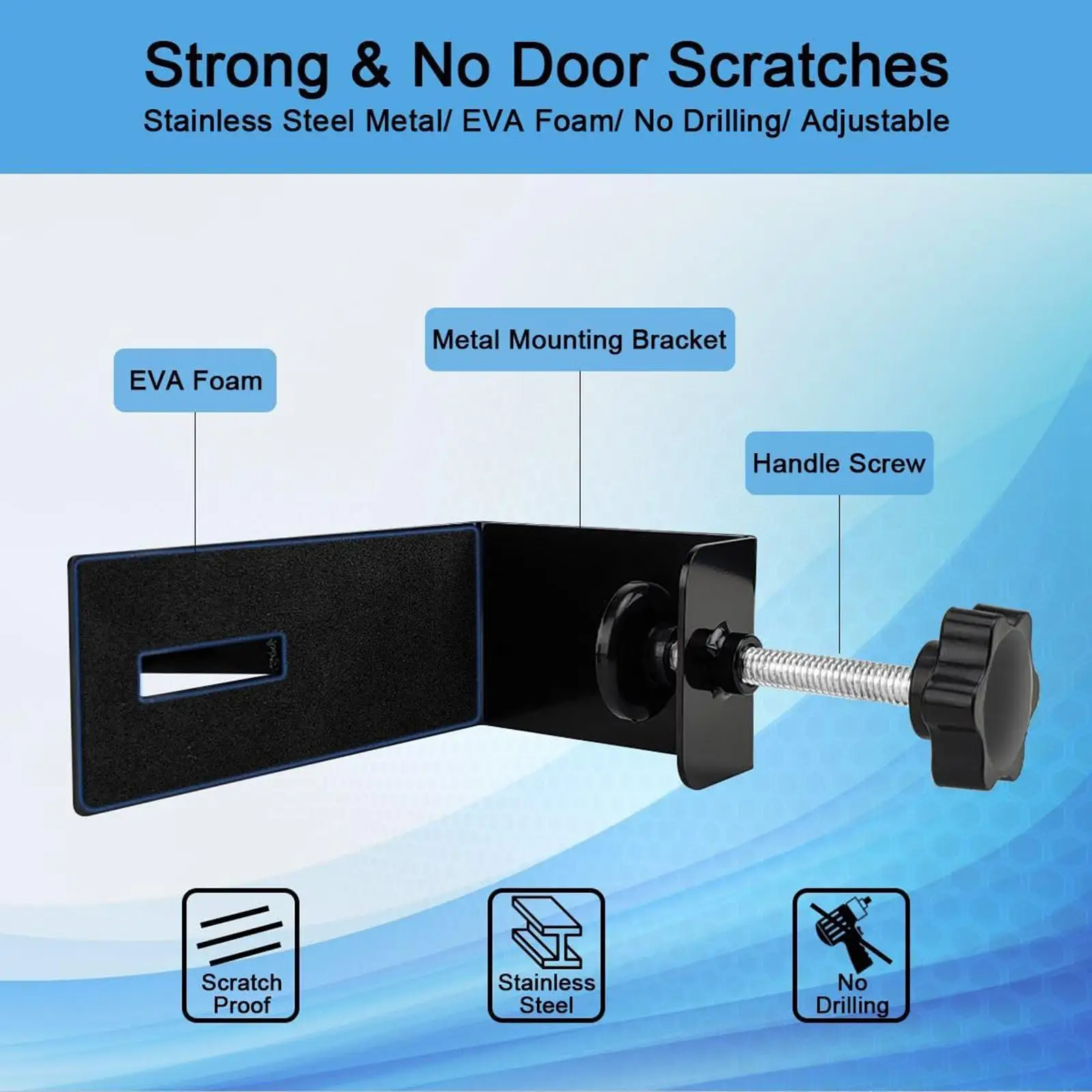 Lock Box Door Mount Bracket ,Stainless Steel , Adjustable Door Hook, for Family, Office