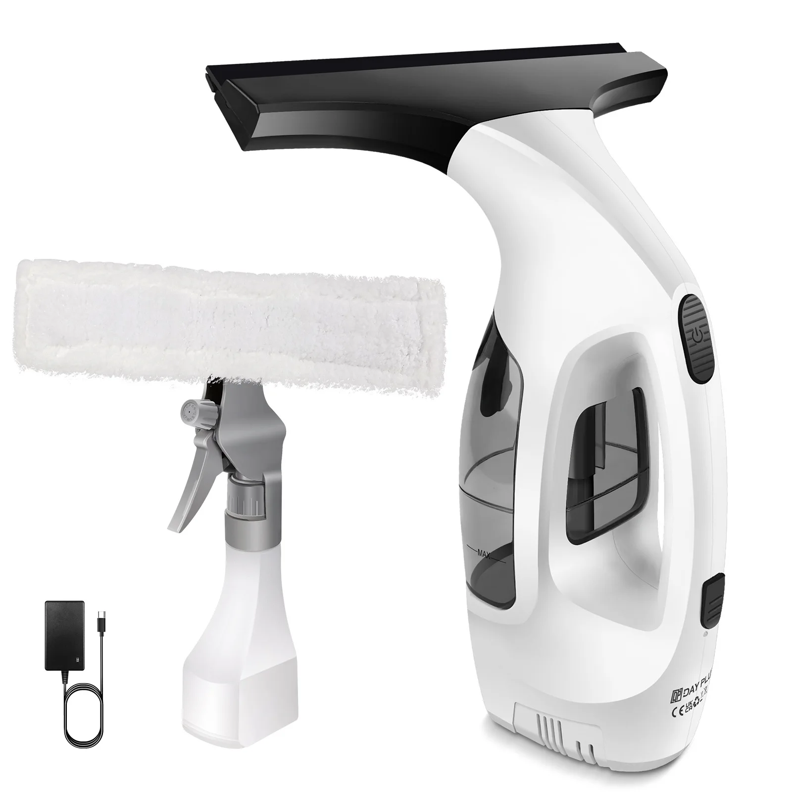 Cordless Window Vacuum Cleaner Electric Glass Squeegee with 300ml Spray Bottle for Windows Mirrors Shower Doors Cleaning