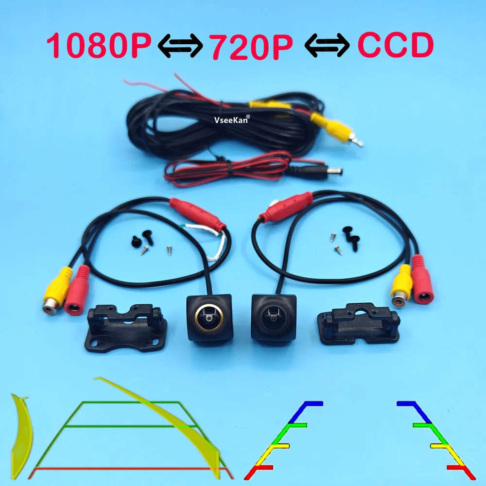 Cámara de Visión Trasera para Auto AHD 1080P con Lente Dorada 4K Universal, Visión Nocturna, Cámara de Reversa para Estacionamiento, Impermeable, Gran Angular de 180° HD
