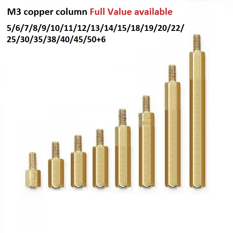 Nut Screw Hexagonal Copper Column M3 5/6/7/8/9/10/11/12/13/14/15/18/19/20/22/25/30/35/38/40/45/50+6MM Isolation Circuit Board