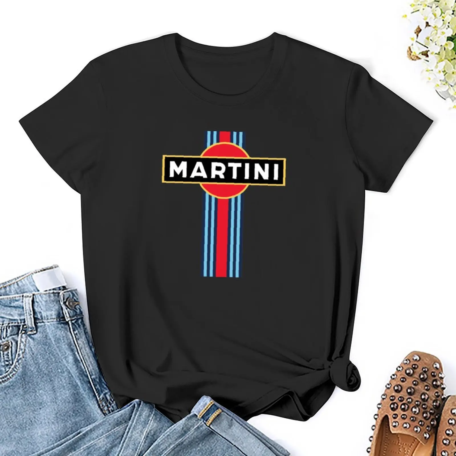 Martini Racing Stripe T-Shirt plus size tops female cute tops tops for Women