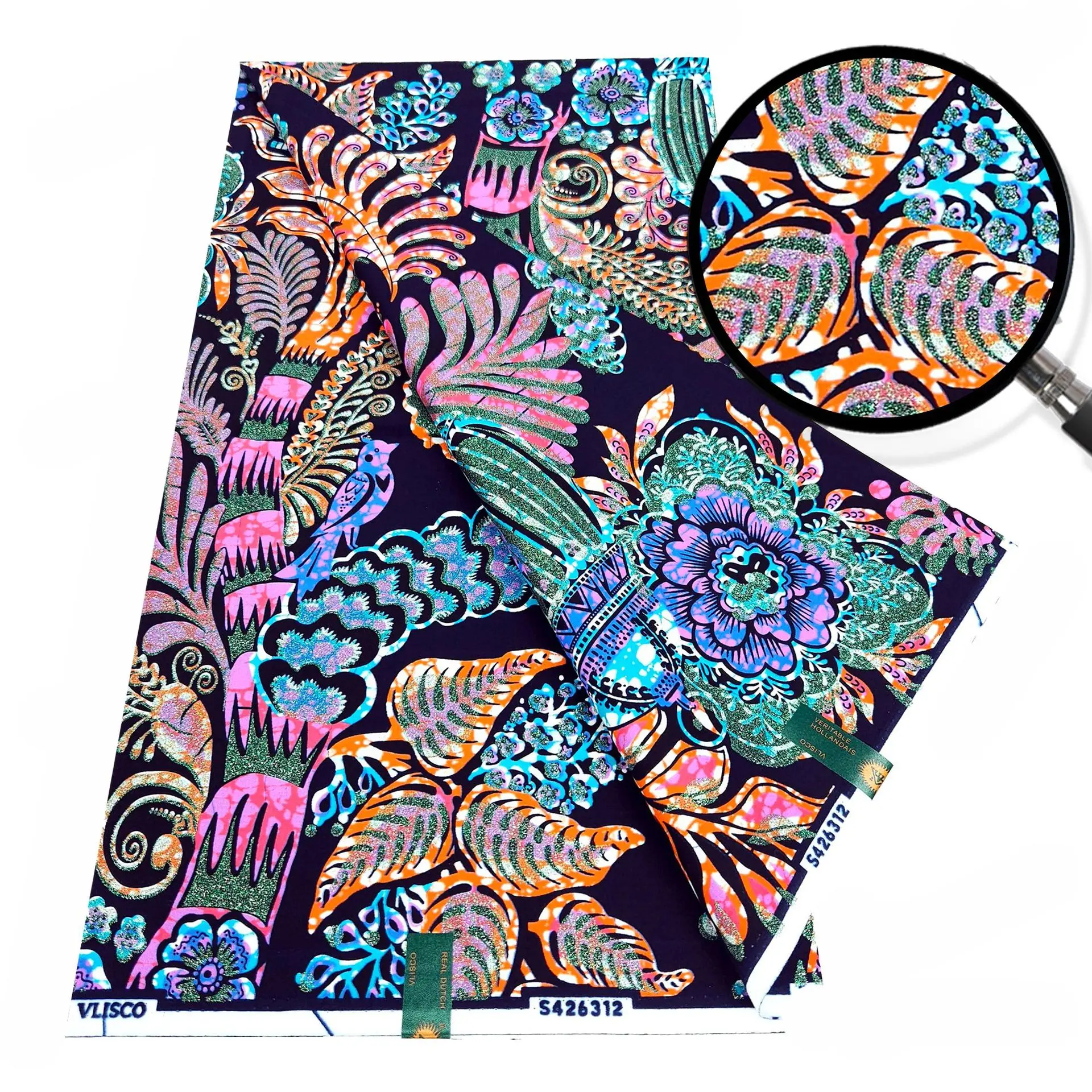 أحدث تصميم قماش شمع أفريقي فائق لخياطة فستان الزفاف الفاخر مسحوق ذهبي مطبوع قماش شمع عالي الجودة 100% قطن