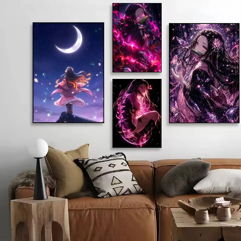 Japanese samurai N-Nezuko K-Kamado Posters High Quality Self-adhesive Wall Art Decorations Color Prints Sticky