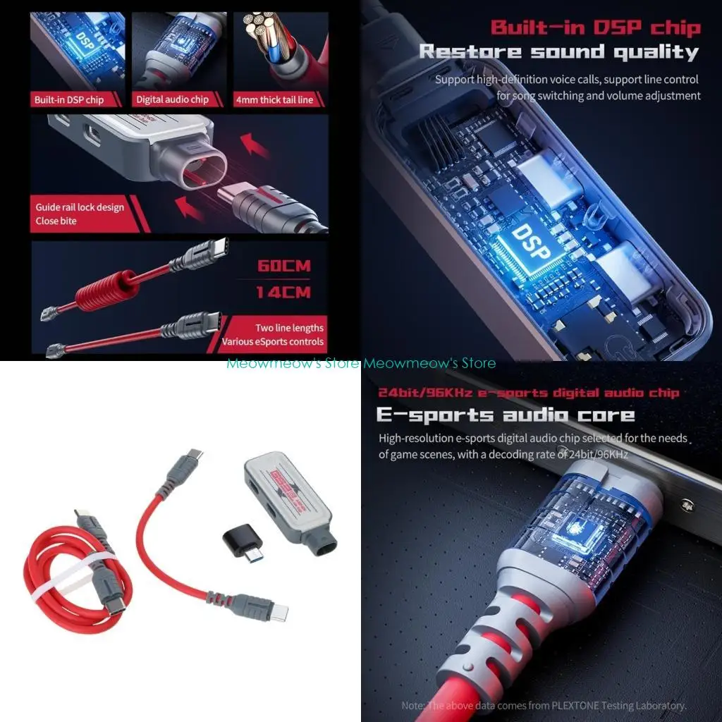 

W91A PD60W Charging Adapter for Gamers Includes Two Type C Cables of Different Length